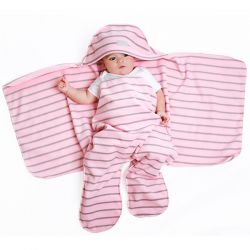 Pink Grey Stripe Baby Blanket
